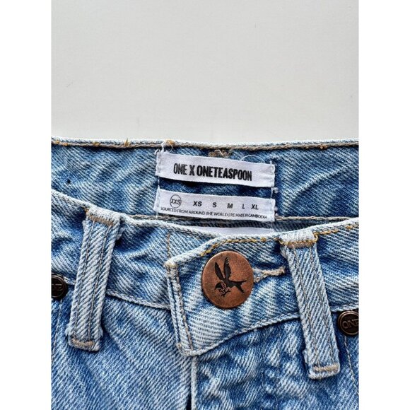 ONE TEASPOON Kingpins Medium Distressed Tapered Drop Crotch Jeans, Size XXS - Picture 13 of 16